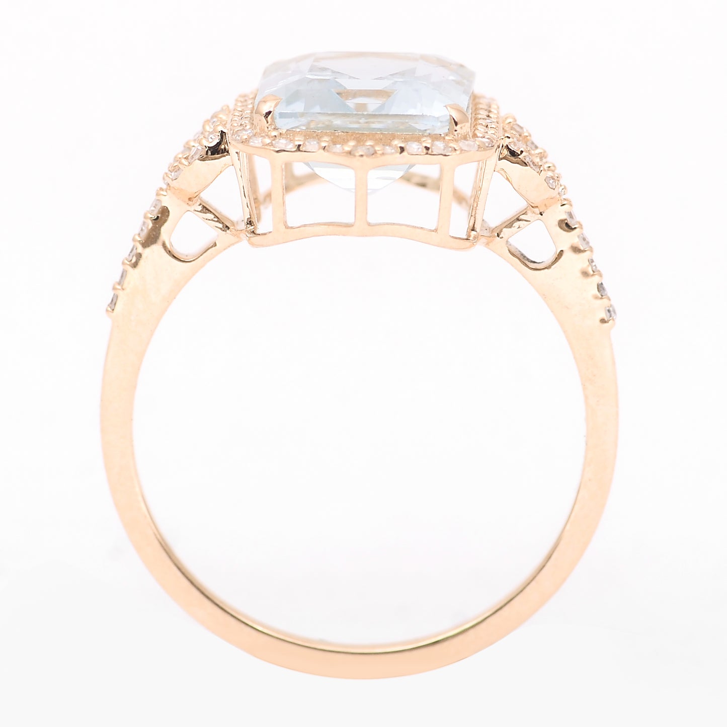 2.86 Ct Octagon Step Cut Natural Aquamarine 14K Gold Ring