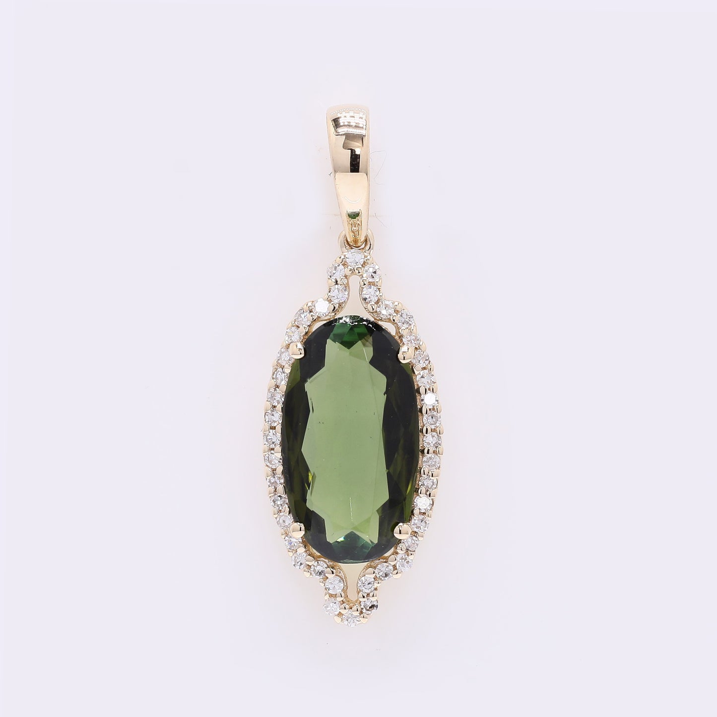 1.94 Ct Oval Mixed Cut Natural Tourmaline 14K Gold Pendant