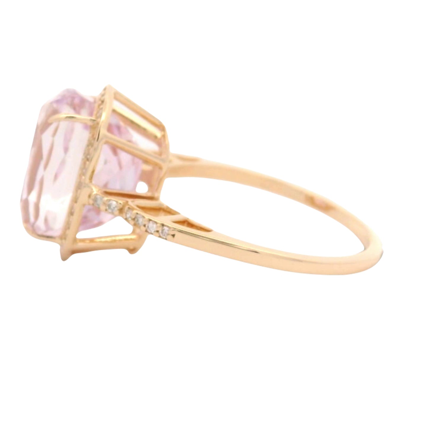 7.01 Ct Cushion Kunzite 14K Gold Ring