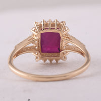 3.10 Ct Octagon Ruby 9K Gold Ring