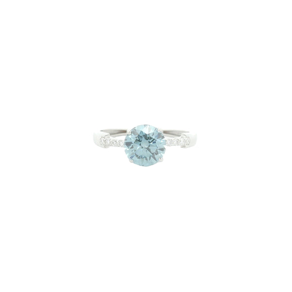 1.64 Carats Blue Lab Grown Diamond 14K Gold Ring