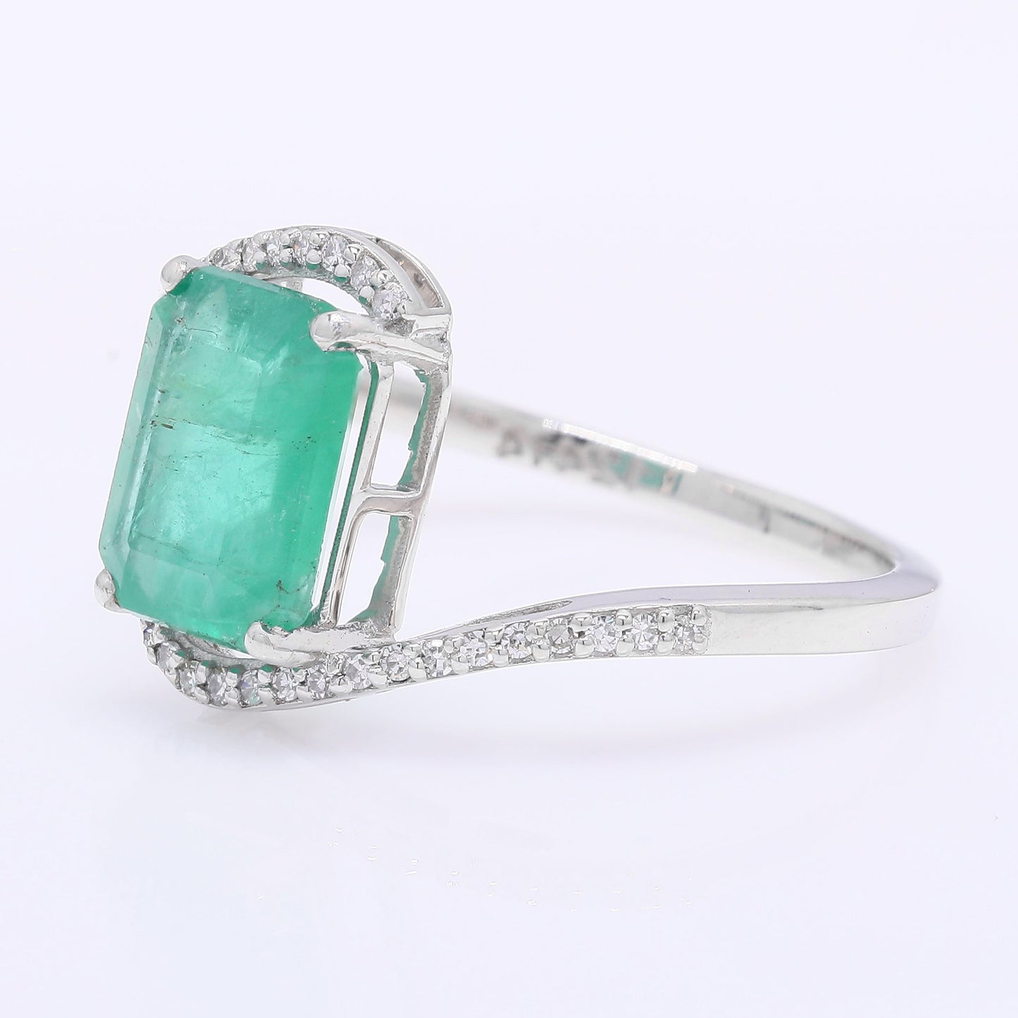 2.04 Ct Octagon Step Cut Natural Emerald 950 Platinum Ring