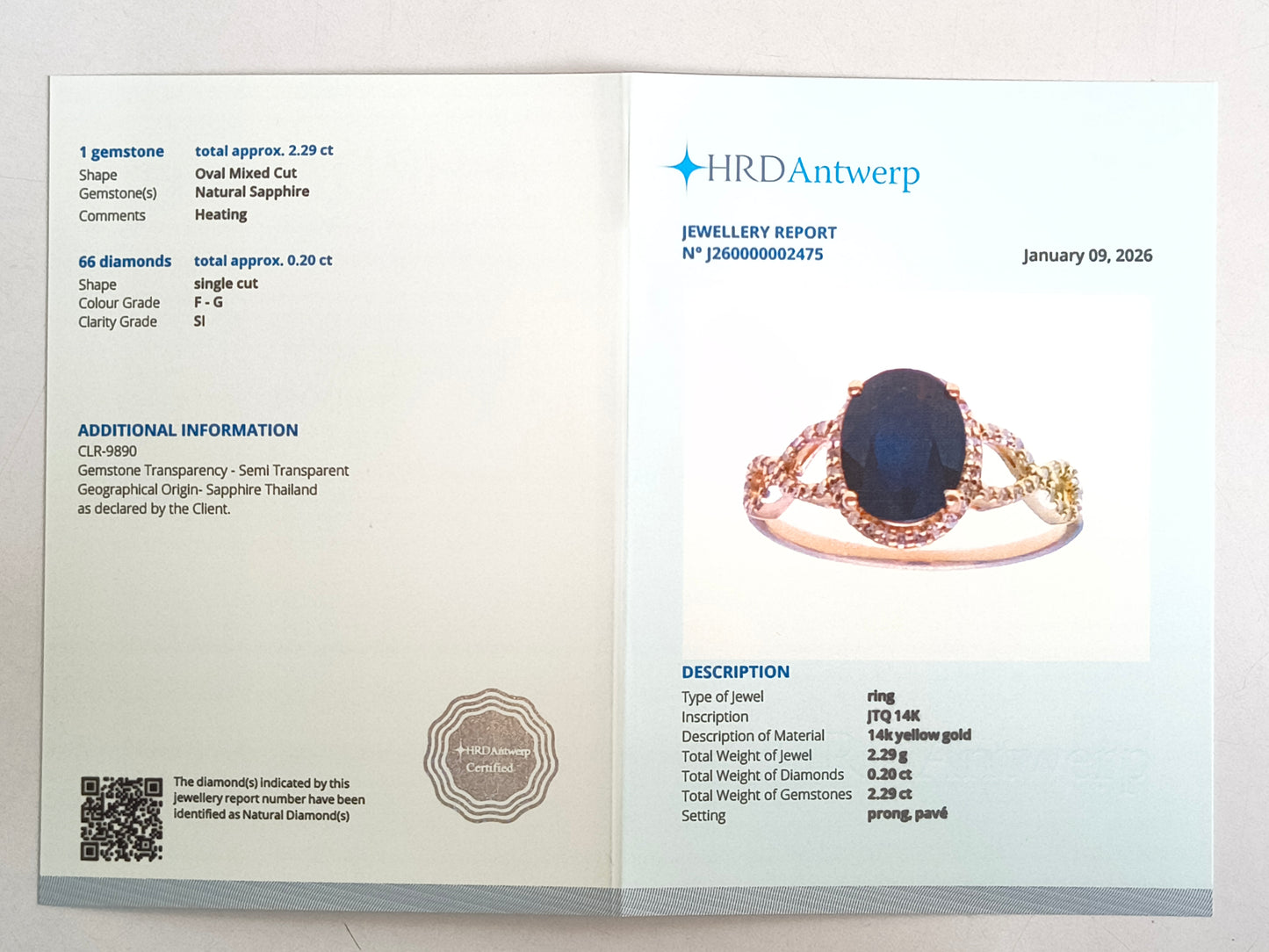 2.49 Ct Oval Mixed Cut Natural Sapphire 14K Gold Ring