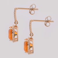 2.15 Ct Cushion Mixed Cut Natural Fire Opal 14K Gold Earrings