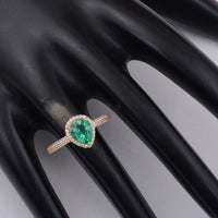 1.33 Ct Pear Emerald 9K Gold Ring