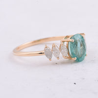 1.55 Ct Oval Natural Emerald 14K Gold Ring