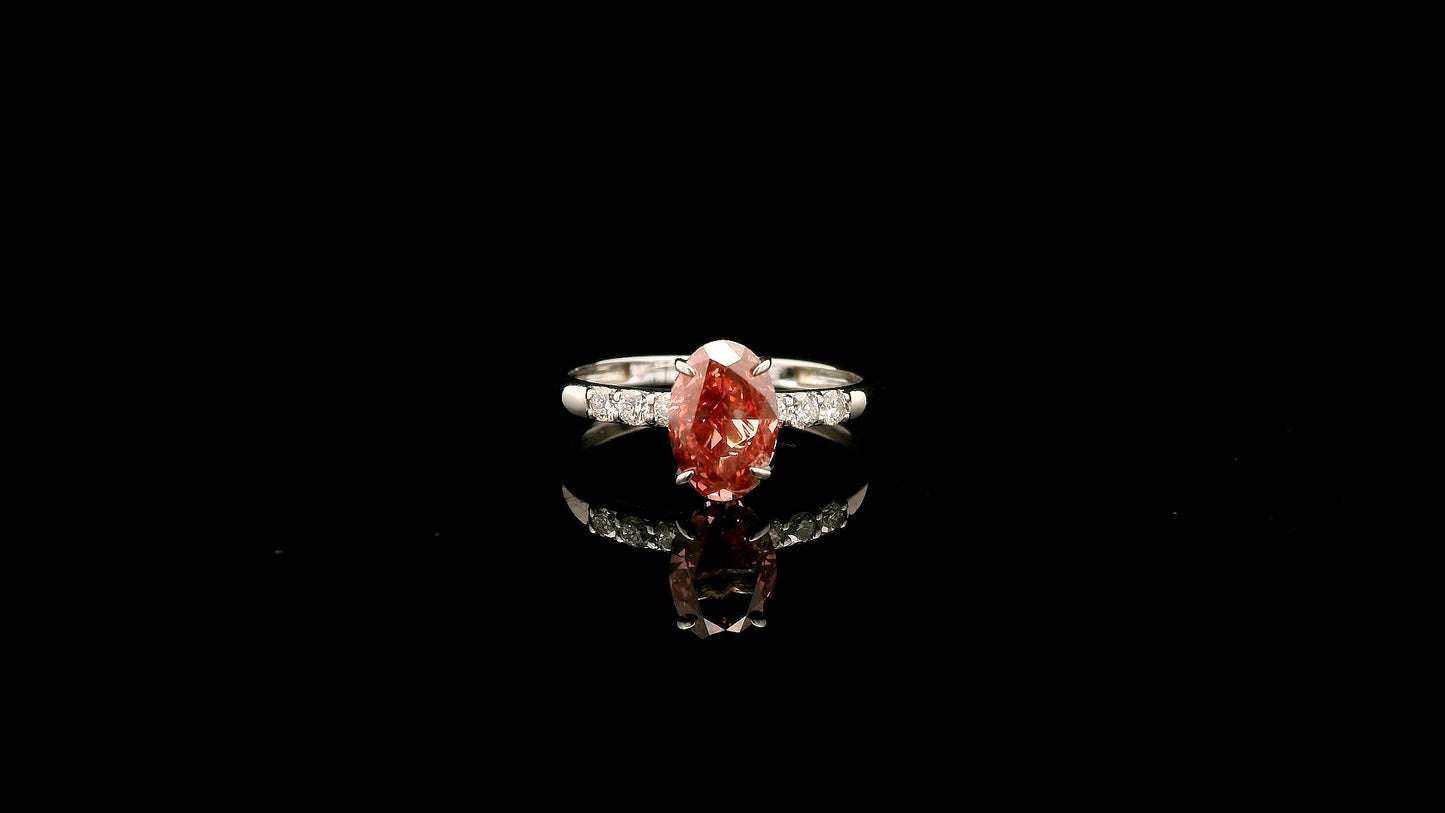 1.69 Carats Pink Lab Grown Diamond 14K Gold Ring