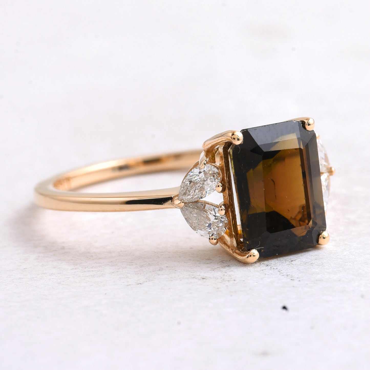 2.65 Ct Octagon Step Cut Natural Tourmaline 14K Gold Ring