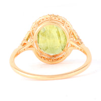 3.66 Ct Oval Mixed Cut Natural Green Sapphire 14K Gold Ring