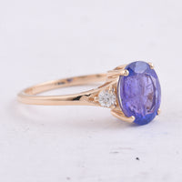 2.60 Ct Oval Natural Tanzanite 14K Gold Ring