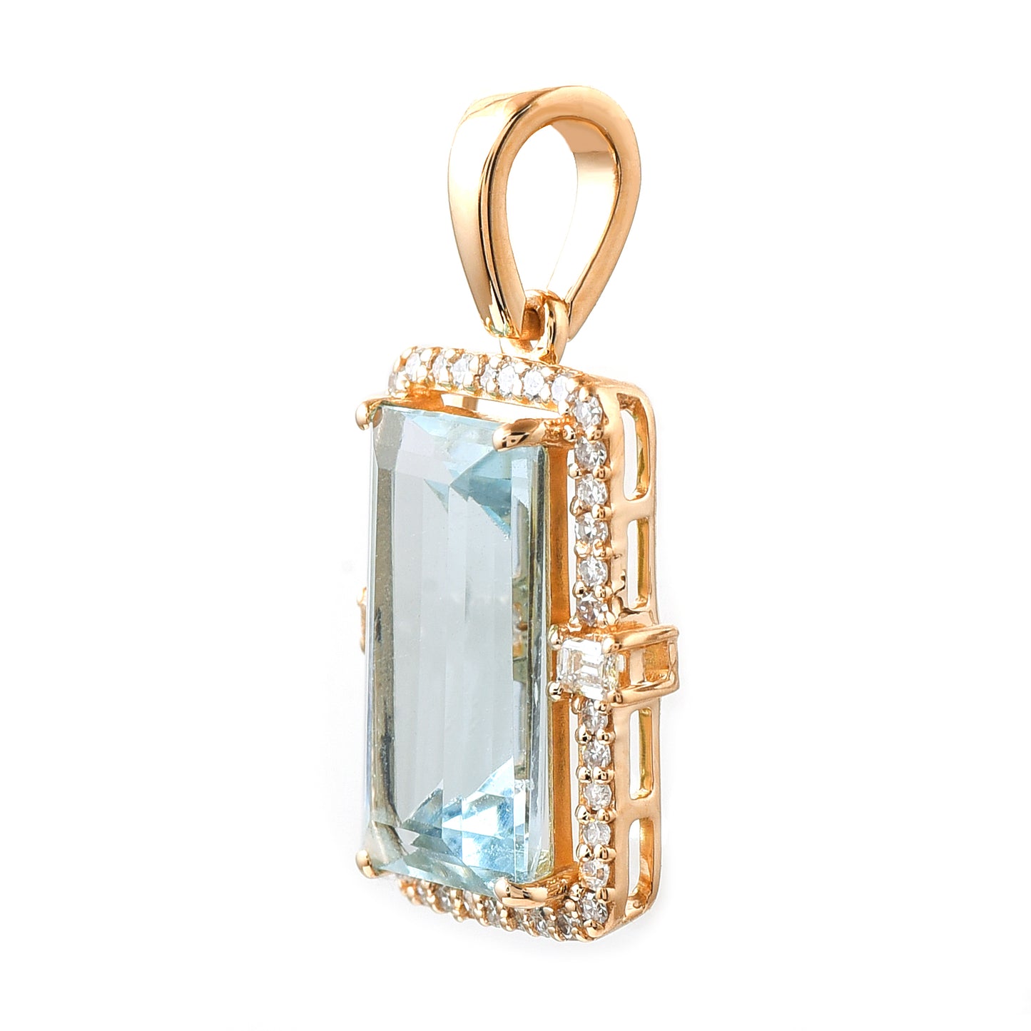 2.45 Ct Octagon Aquamarine 14K Gold Pendant
