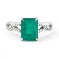 3.11 Ct Octagon Step Cut Natural Emerald 950 Platinum Ring