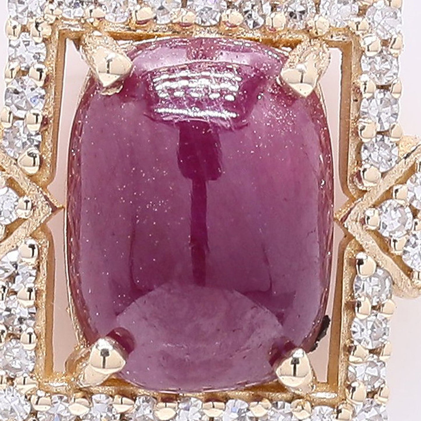 2.03 Ct Cushion Cabochon Natural Ruby 14K Gold Pendant