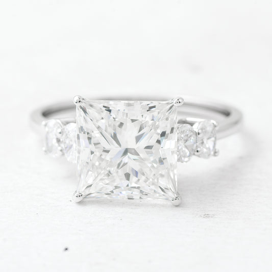 4.56 Ct Square Lab Grown Diamond 14K Gold Ring