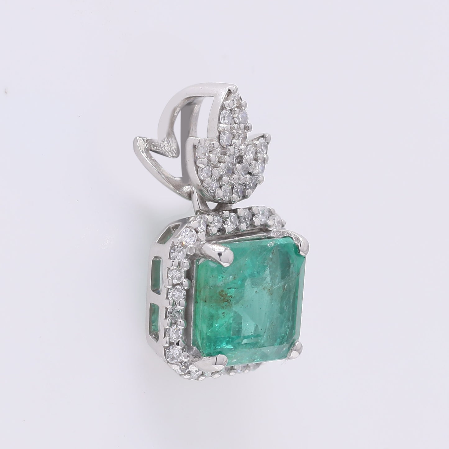 1.33 Ct Octagon Step Cut Natural Emerald 950 Platinum Pendant