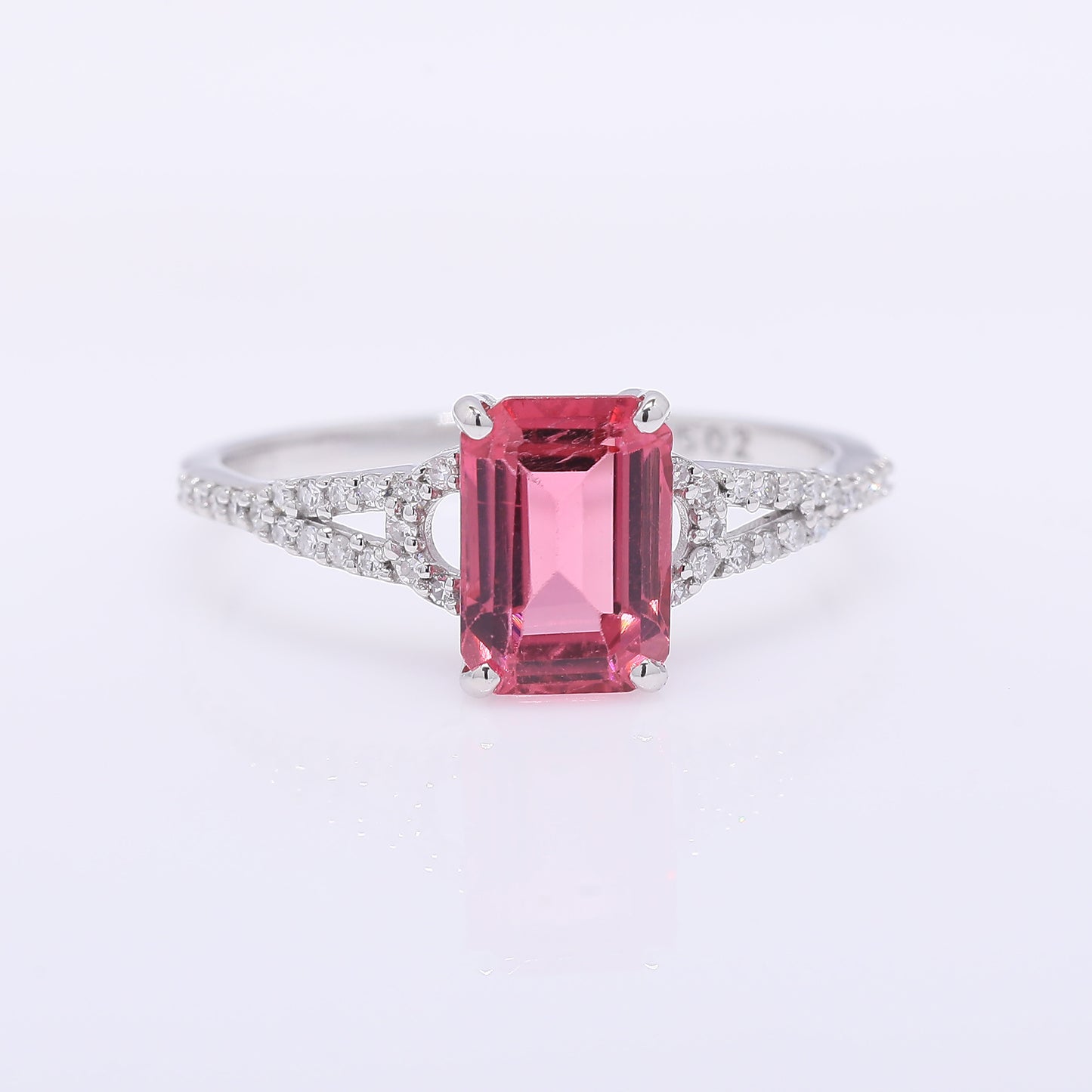 1.81 Ct Octagon Step Cut Natural Pink Tourmaline 950 Platinum Ring