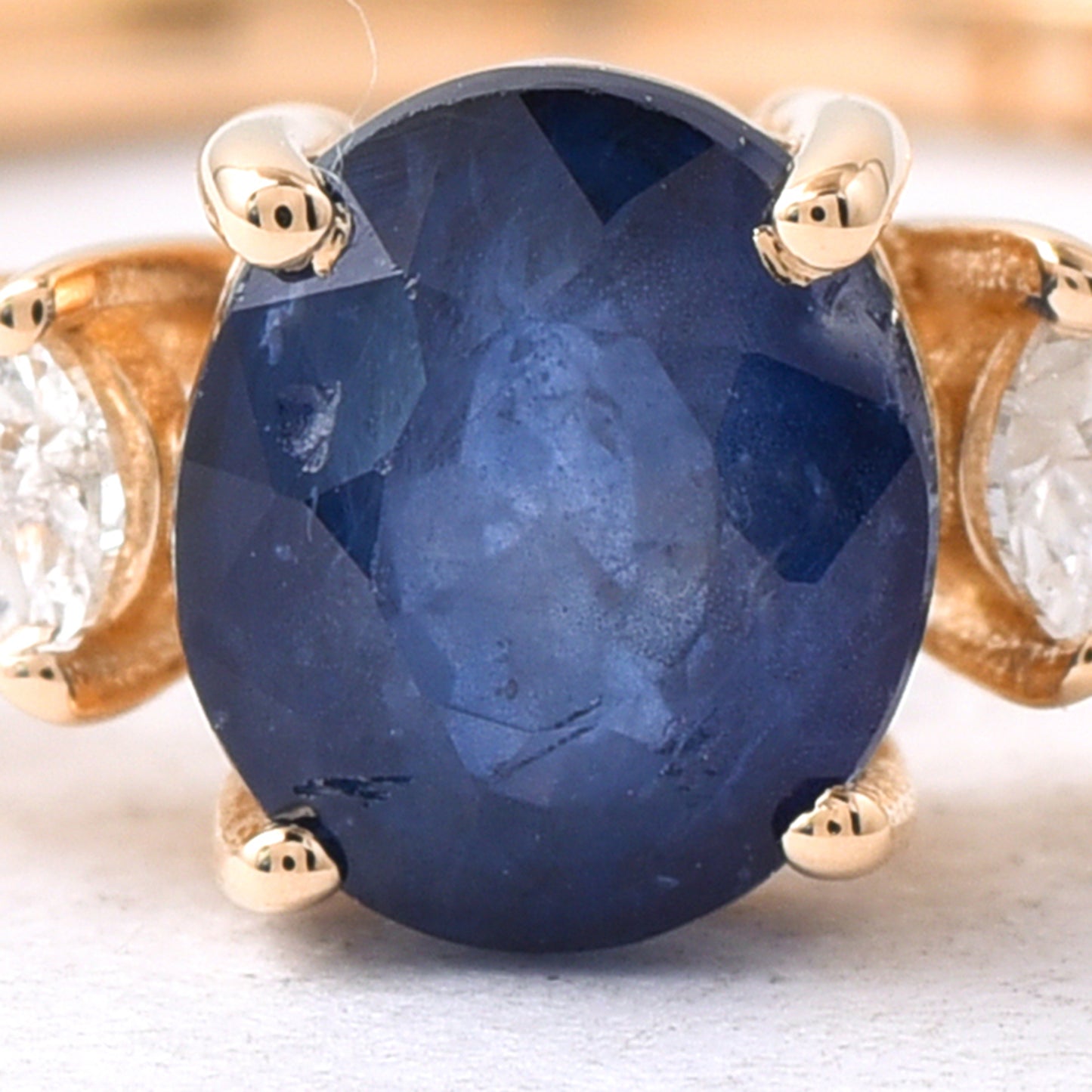 1.40 Ct Oval Mixed Cut Natural Sapphire 14K Gold Ring