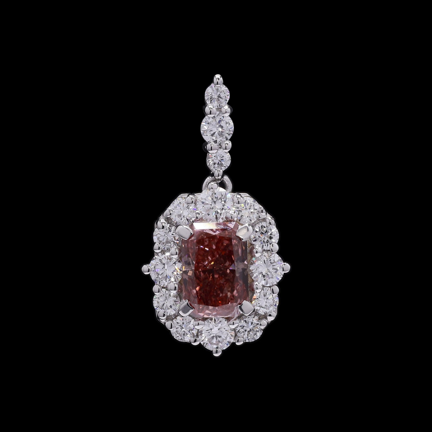 1.70 Carats Fancy Vivid Pink Lab Grown Diamond 14K Gold Pendant