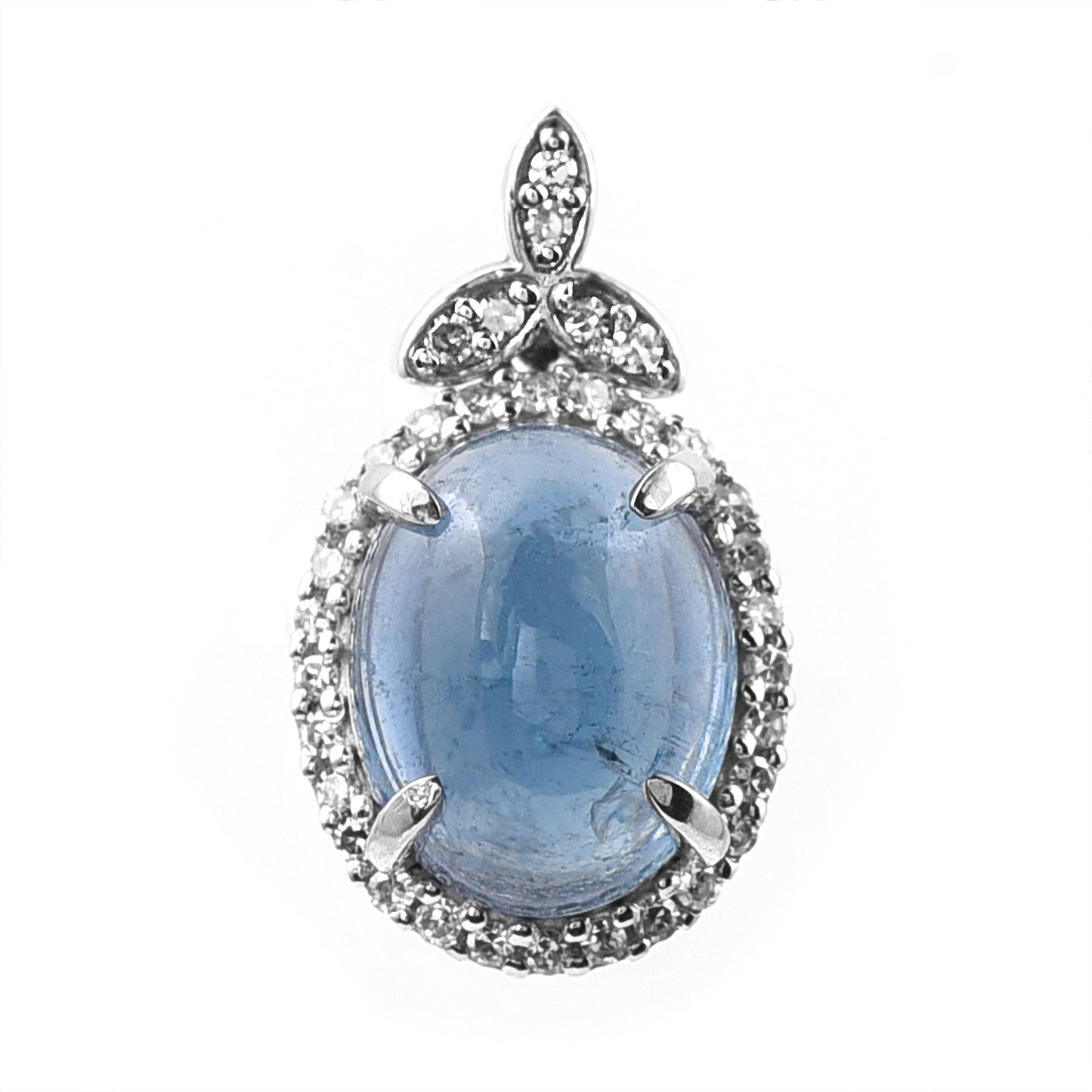 2.69 Ct Oval Cabochon Cut Natural Tourmaline 950 Platinum Pendant