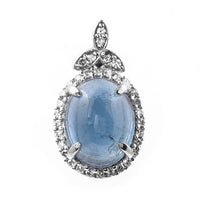 2.69 Ct Oval Cabochon Cut Natural Tourmaline 950 Platinum Pendant