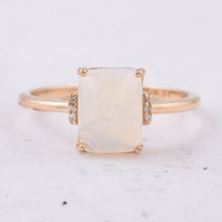 1.44 Ct Rectangle Cabochon Cut Natural Opal 14K Gold Ring