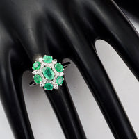 1.61 Ct Oval Mixed Cut Natural Emerald 950 Platinum Ring