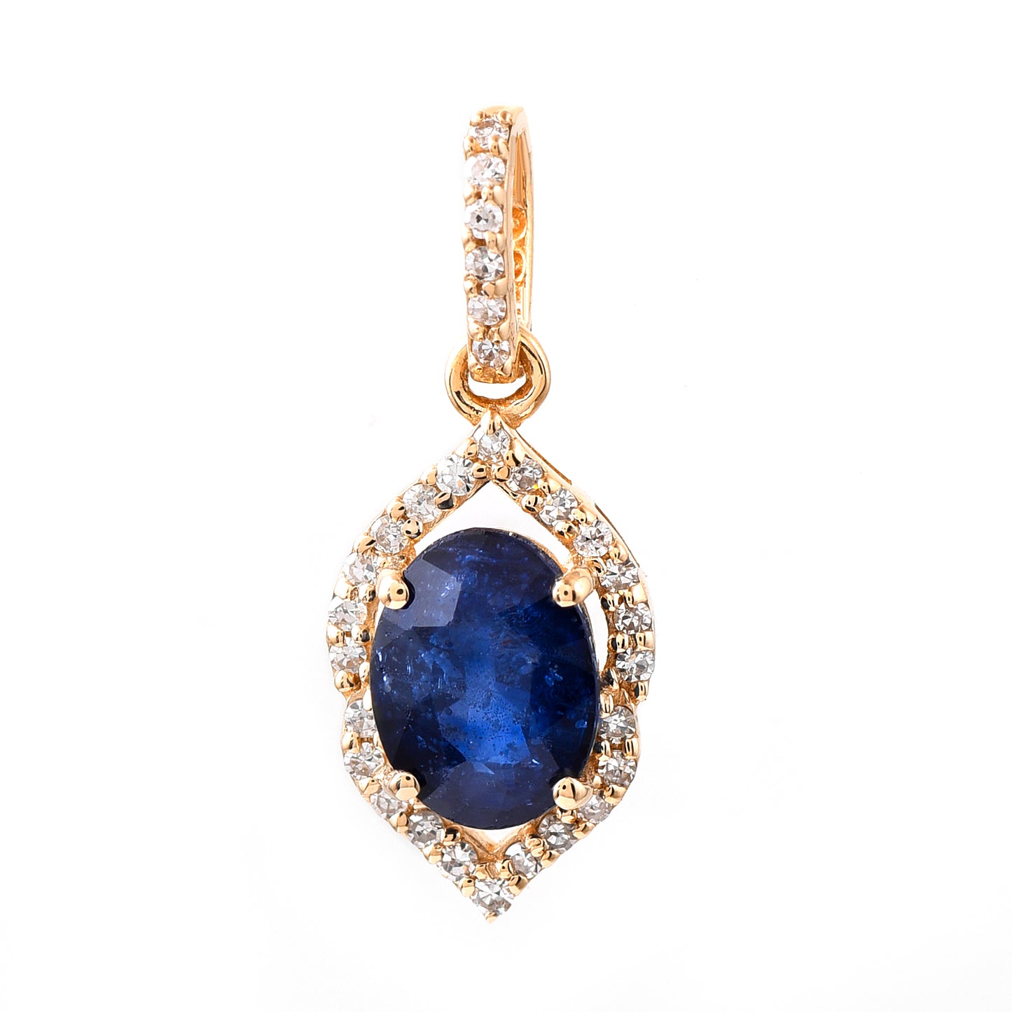 1.19 Ct Oval Mixed Cut Natural Sapphire 14K Gold Pendant
