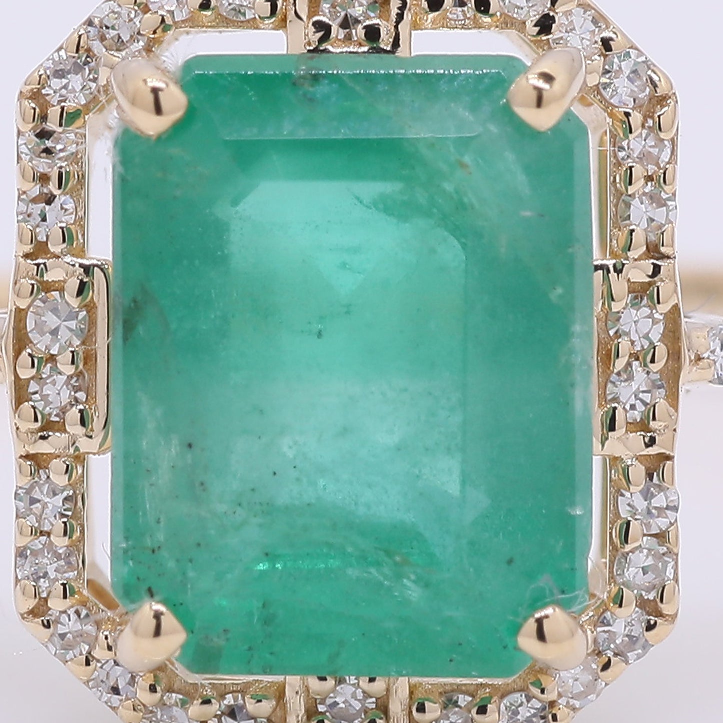 2.75 Ct Octagon Step Cut Natural Emerald 14K Gold Ring
