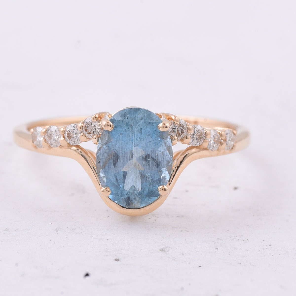 1.40 Ct Pear Natural Aquamarine 14K Gold Ring