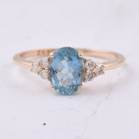 1.33 Ct Oval Natural Aquamarine 14K Gold Ring