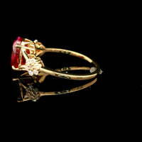 3.38 Ct Oval Mixed Cut Lab Grown Ruby 14K Gold Ring