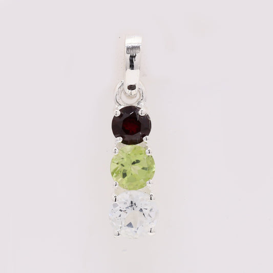 0.97 Ct Round White Topaz 925 Silver Pendant
