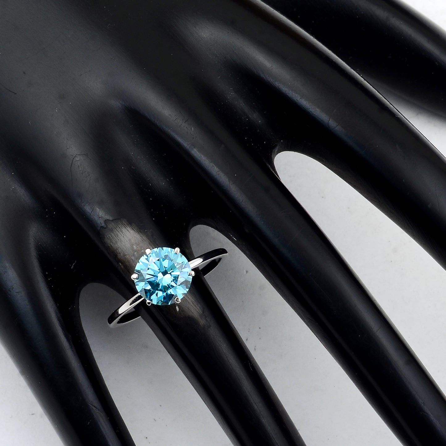 2.00 Carats Blue Lab Grown Diamond 14K Gold Ring