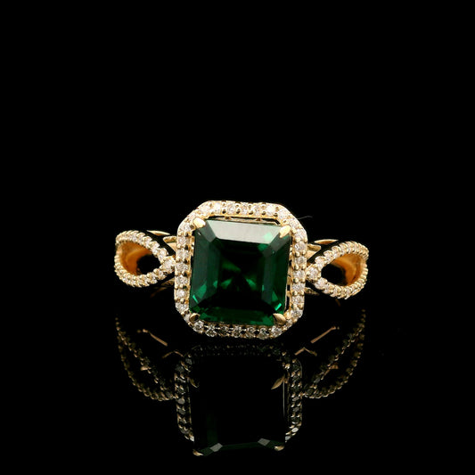2.46 Ct Square Emerald Cut Lab Grown Emerald 14K Gold Ring