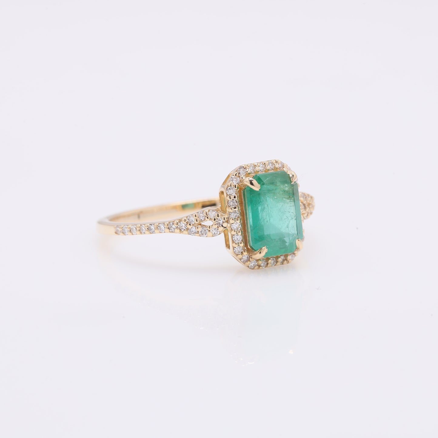 1.35 Ct Octagon Step Cut Natural Emerald 14K Gold Ring