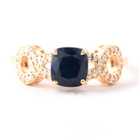 1.64 Ct Cushion Mixed Cut Natural Sapphire 14K Gold Ring