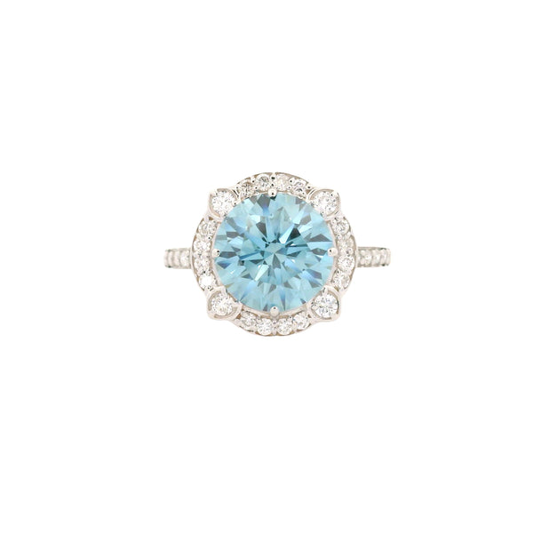 3.51 Carats Blue Lab Grown Diamond 14K Gold Ring