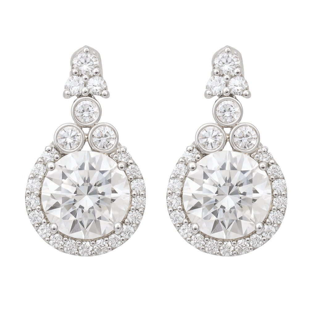 3.74 Carats Lab Grown Diamond 14K Gold Earrings