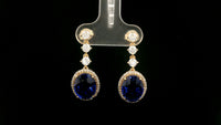 8.68 Ct Oval Lab Grown Blue Sapphire 14K Gold Earrings