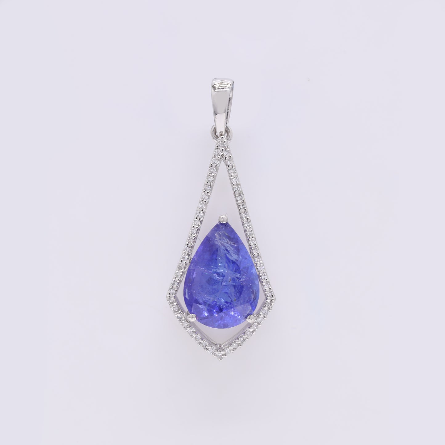 3.96 Ct Pear Mixed Cut Natural Tanzanite 950 Platinum Pendant