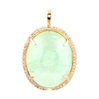 24.63 Ct Oval Cabochon Emerald 14K Gold Pendant