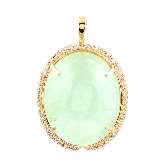 24.63 Ct Oval Cabochon Emerald 14K Gold Pendant