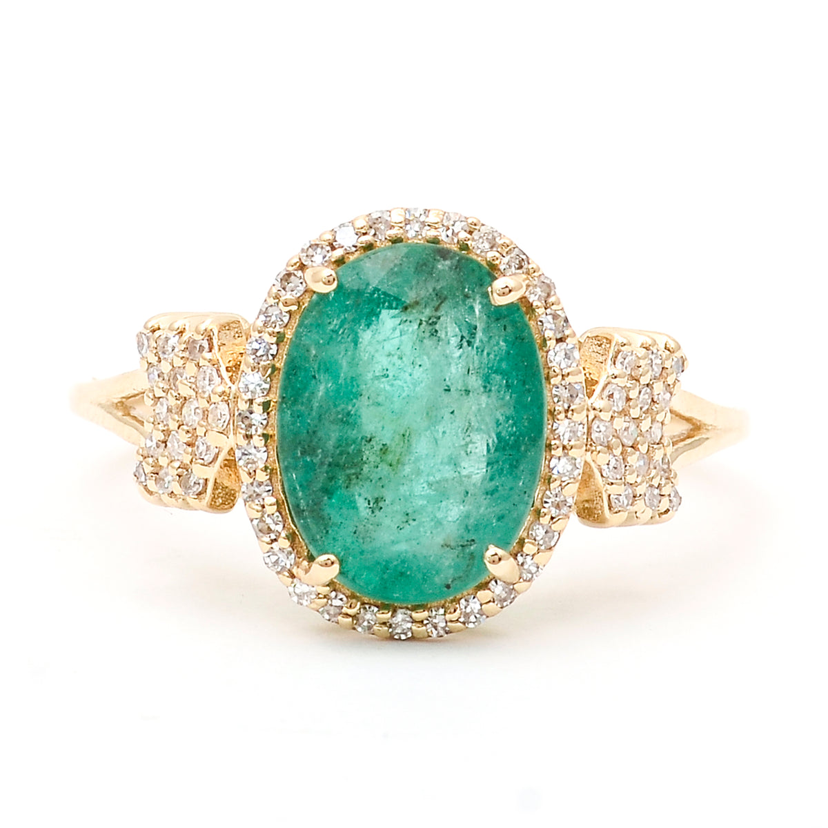 2.53 Ct Oval Natural Emerald 14K Gold Ring