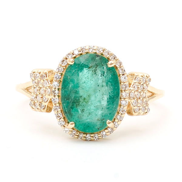 2.53 Ct Oval Natural Emerald 14K Gold Ring