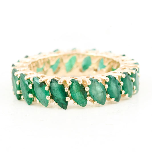 4.03 Ct Marquise Natural Emerald 14K Gold Ring