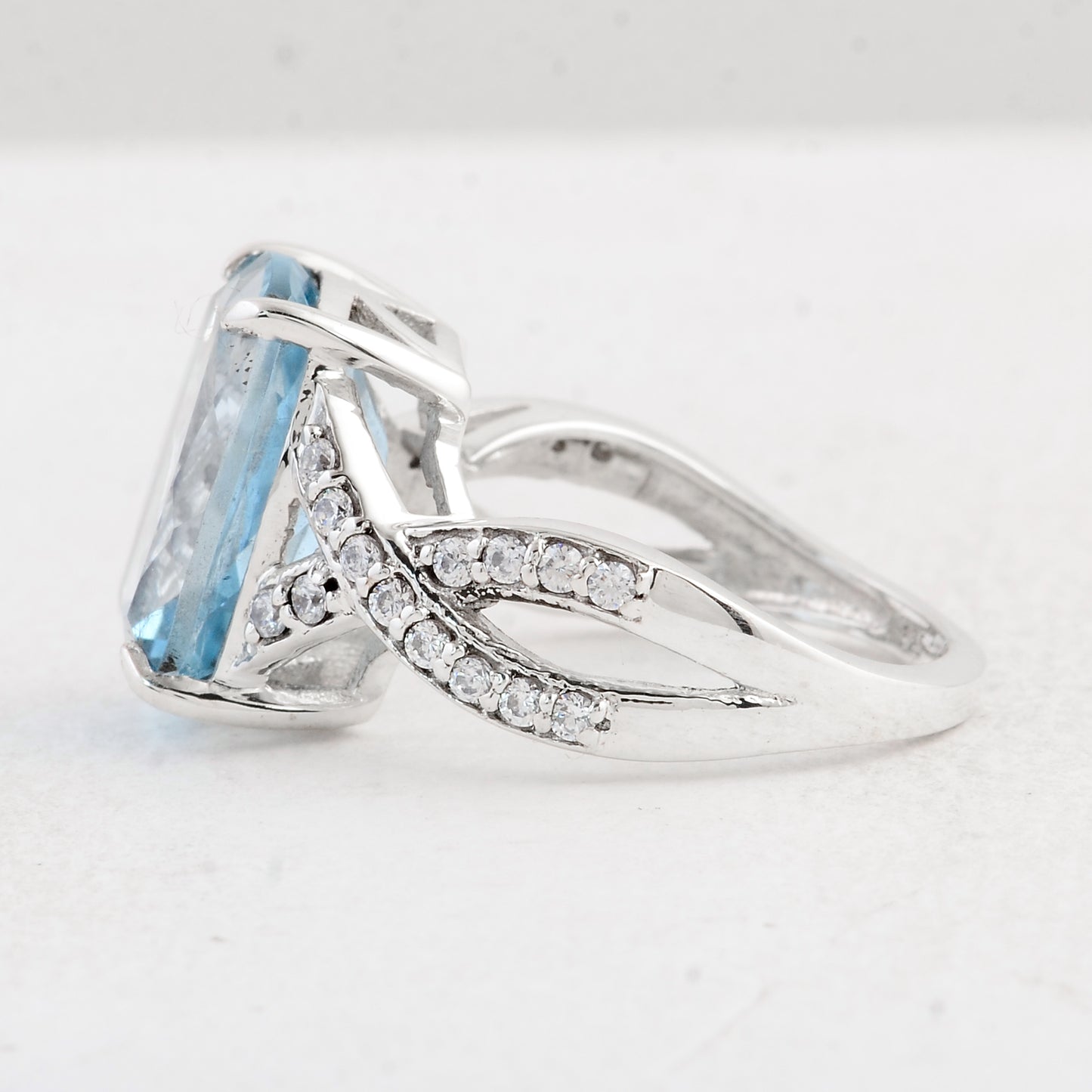 8.63 Ct Cushion Blue Topaz 925 Sterling Silver Ring