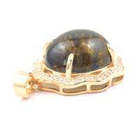 5.71 Ct Oval Cabochon Cut Natural Tourmaline 14K Gold Pendant