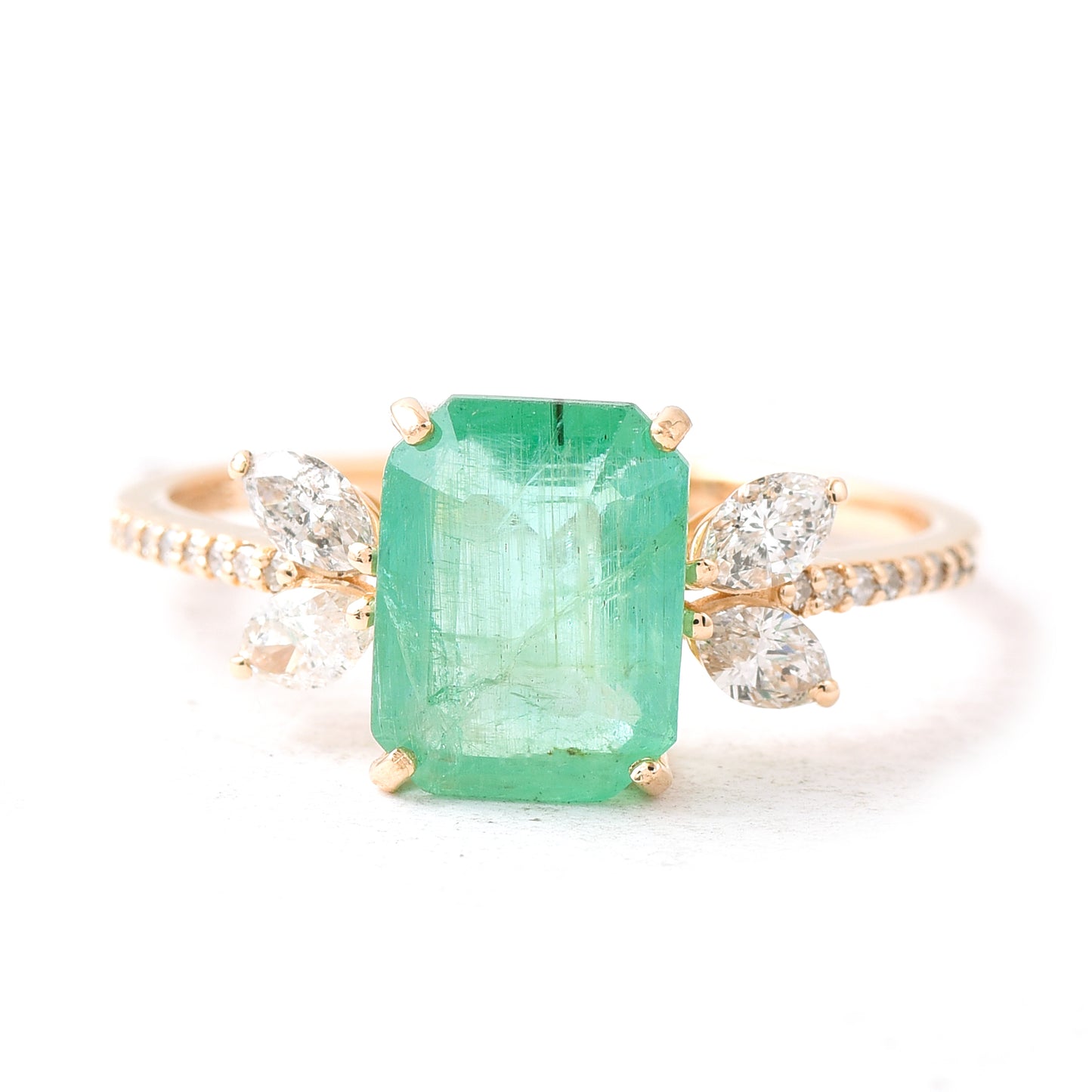 2.40 Ct Octagon Emerald 14K Gold Ring
