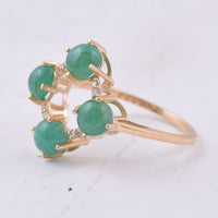 2.39 Ct Round Cabochon Cut Natural Emerald 14K Gold Ring