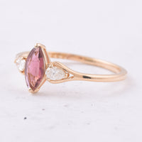 0.59 Ct Marquise Natural Pink Tourmaline 14K Gold Ring
